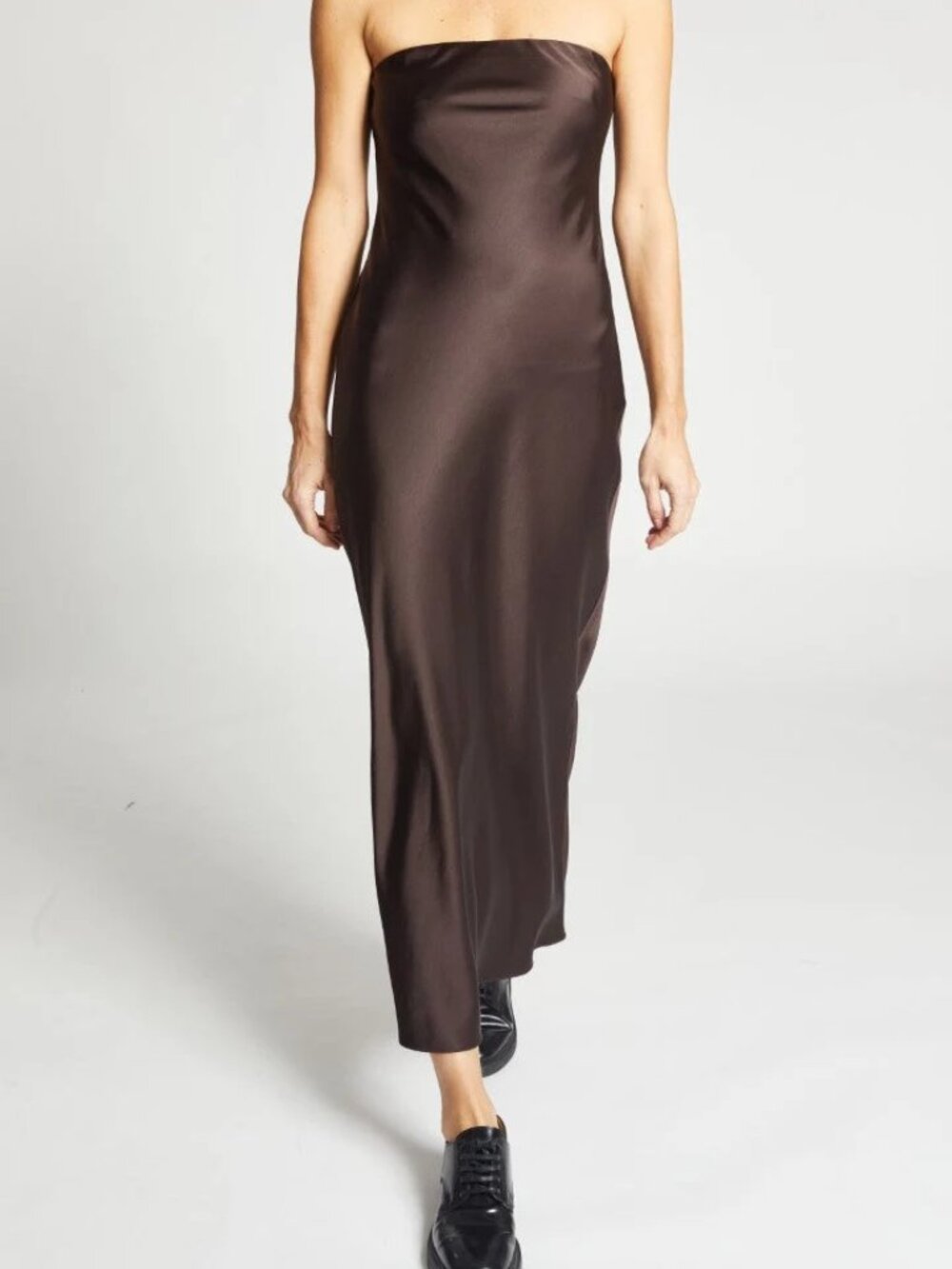 Saint Art New York Chase Strapless Charmeuse Dress Chestnut Brown Womens S EUC